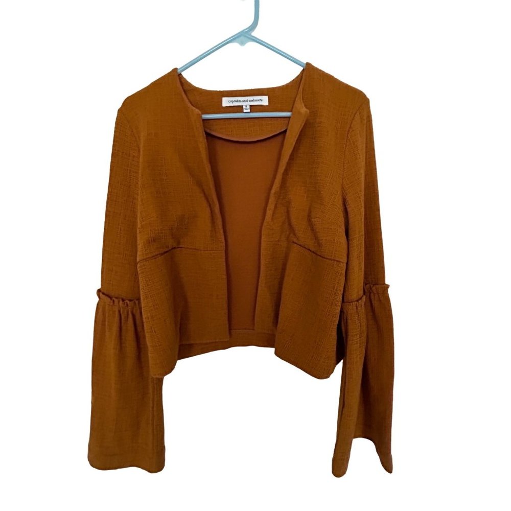 Mustard Yellow Bell Sleeve Open Cardigan Blazer Size S